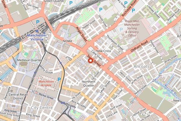 Map showing Tender Cow at Mackie Mayor in Manchester