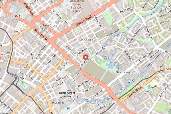 Map showing Ancoats Coffee Co in Manchester