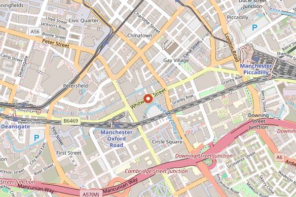 Map showing Foundation Coffee House Whitworth Street in Manchester