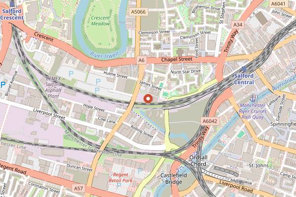 Map showing Swan Song Coffee in Manchester