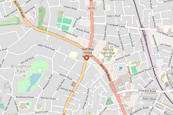 Map showing Halpern's Kosher Store in Manchester