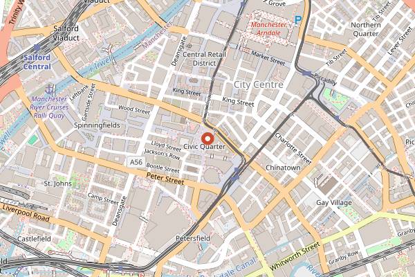 Map showing Manchester Christmas Markets in Manchester