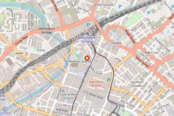 Map showing Manchester Pizza Festival in Manchester