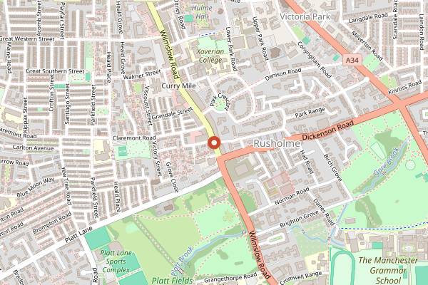 Map showing Curry Mile Iftars in Manchester