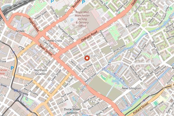 Map showing The Edinburgh Castle in Manchester