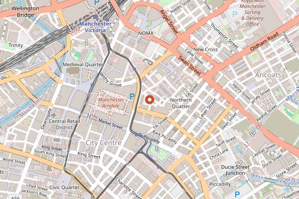 Map showing Wholesome Junkies in Manchester