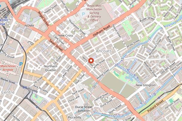 Map showing Rudy's Pizza Ancoats in Manchester