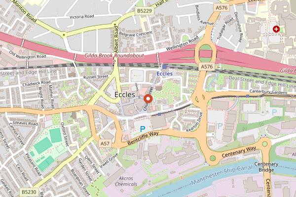 Map showing Eccles Artisan Market in Manchester