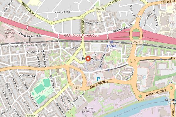 Map showing Eccles Market in Manchester