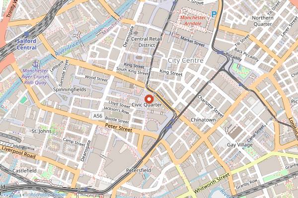 Map showing Manchester Christmas Markets in Manchester