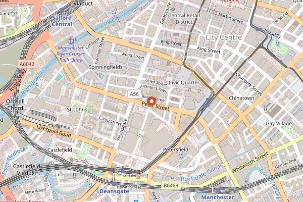 Map showing Albert's Schloss in Manchester