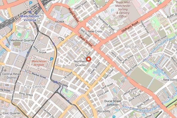 Map showing Gullivers in Manchester
