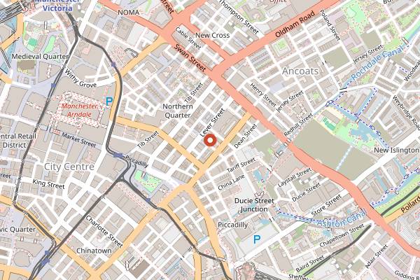 Map showing Hula in Manchester