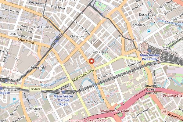 Map showing New Union Hotel in Manchester