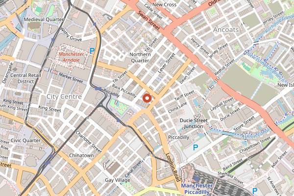 Map showing BAB in Manchester