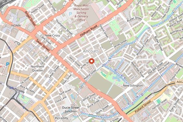 Map showing Flawd in Manchester