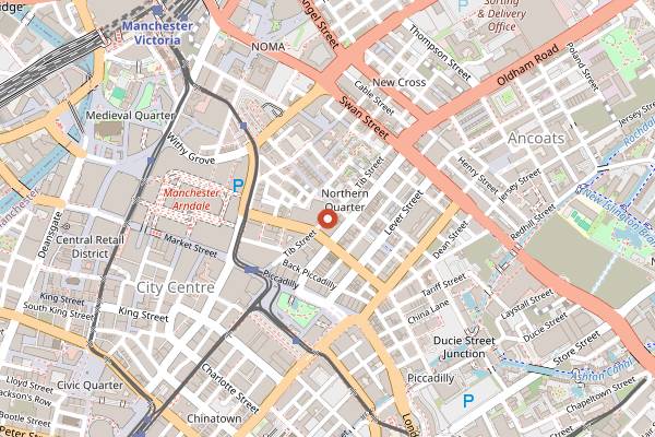 Map showing Vino Cafe in Manchester