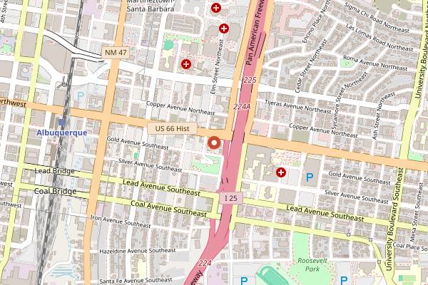 Map showing Apothecary Lounge in Albuquerque