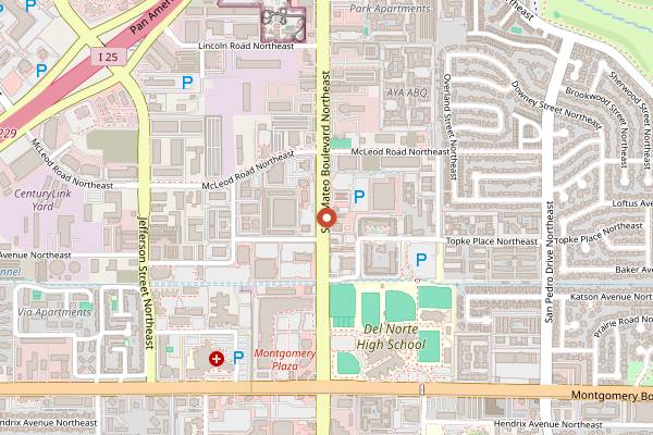 Map showing Billy's Long Bar in Albuquerque