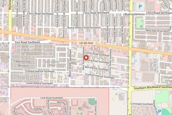 Map showing Bombs Away Beer Company in Albuquerque