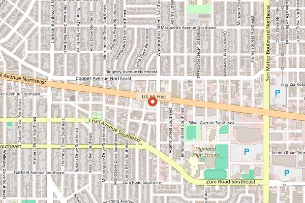 Map showing O'Niell's Pub in Albuquerque