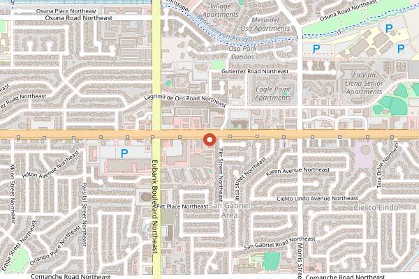Map showing Marble Brewery Northeast Heights in Albuquerque