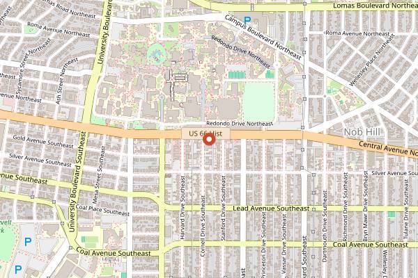 Map showing The Frontier Restaurant in Albuquerque