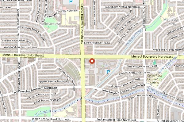 Map showing Papa Felipe's Mexican Restaurant in Albuquerque