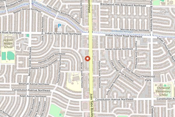 Map showing Moons Coffee & Tea in Albuquerque