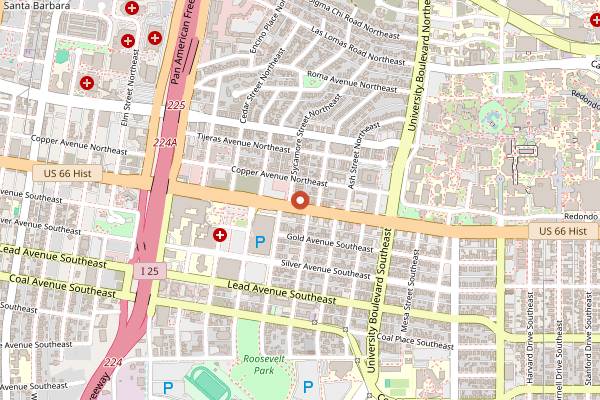 Map showing 66 Diner in Albuquerque