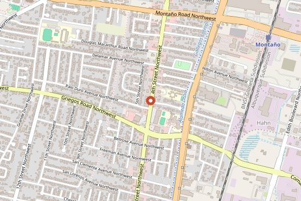 Map showing Garcia's Kitchen Fourth Street in Albuquerque