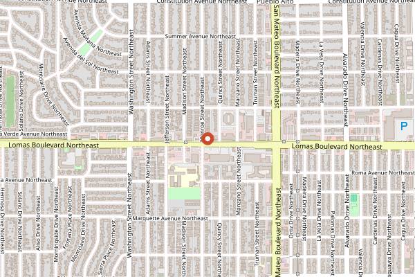 Map showing Los Cuates de New Mexico in Albuquerque