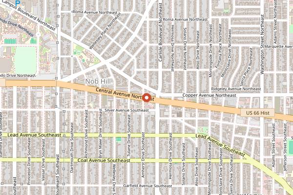 Map showing Satellite Coffee Roastery in Albuquerque