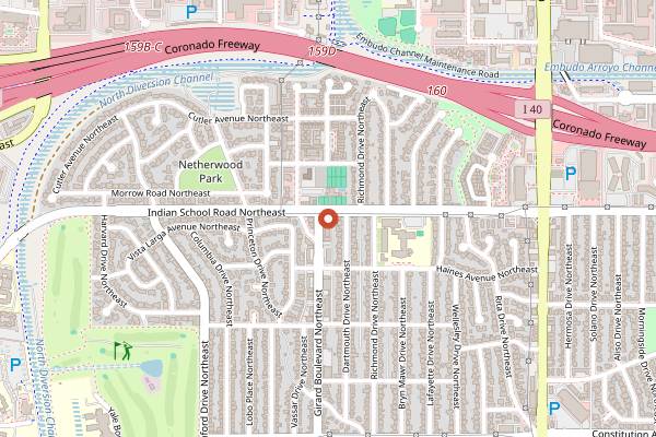 Map showing Vegos Vegan New Mexican in Albuquerque