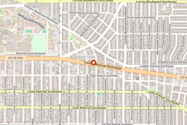 Map showing Happy Accidents in Albuquerque