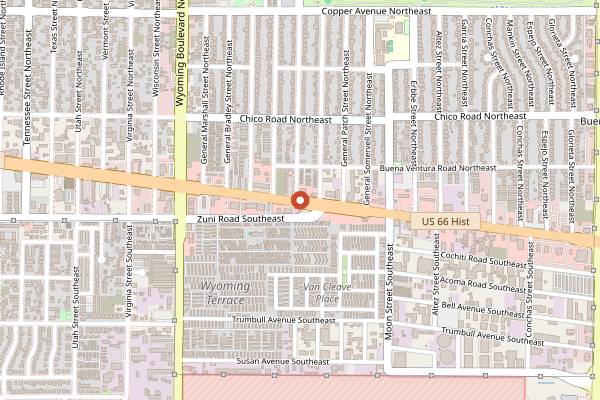 Map showing Tacos Los Piolines Truck in Albuquerque