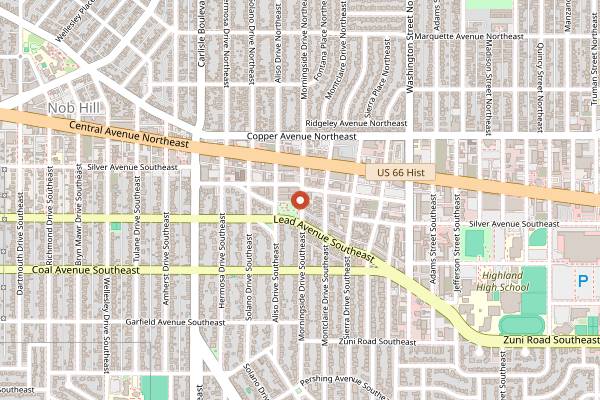 Map showing Nob Hill Growers' Market in Albuquerque