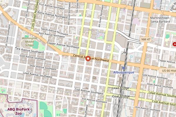 Map showing Effex Nightclub in Albuquerque