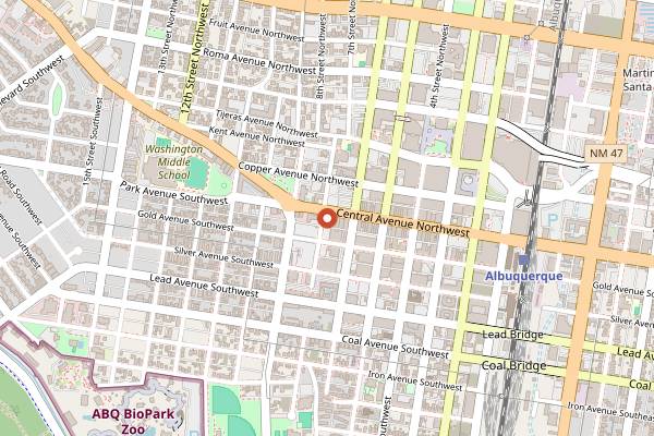 Map showing El Rey Theater in Albuquerque
