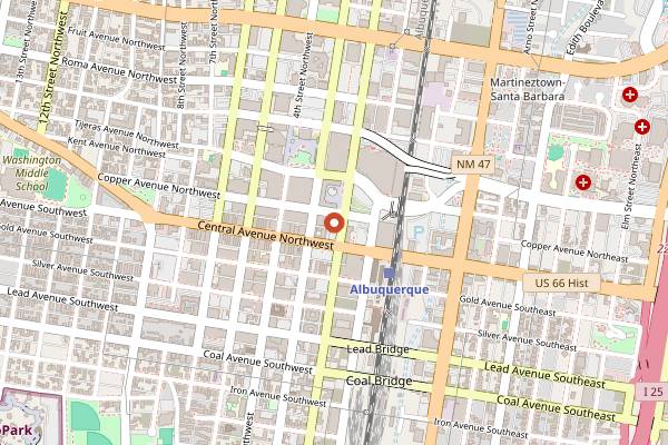 Map showing Ibiza Rooftop Lounge in Albuquerque