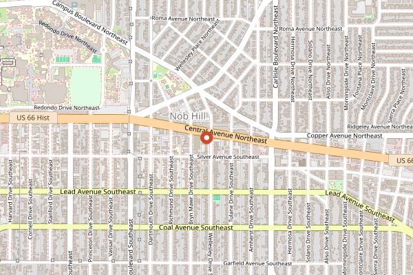 Map showing Teddy Roe's in Albuquerque