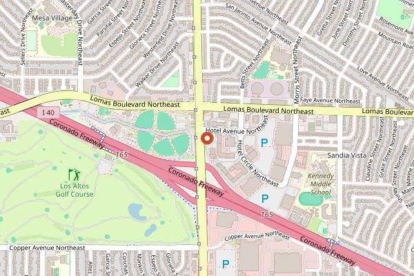 Map showing The Owl Cafe in Albuquerque