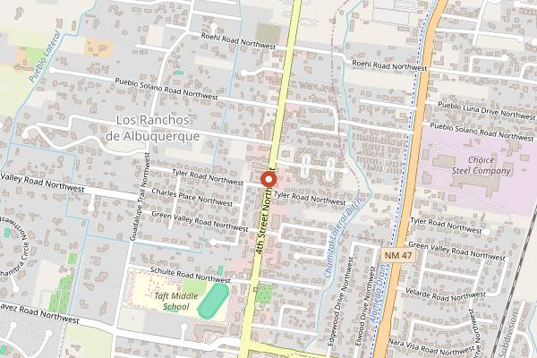 Map showing Vernon's Hidden Valley Steakhouse in Albuquerque