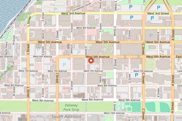 Map showing Vagabond Blues Bakery in Anchorage