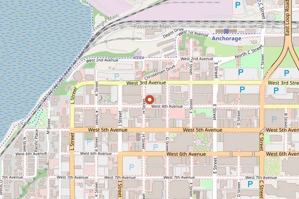 Map showing Pioneer Bar in Anchorage