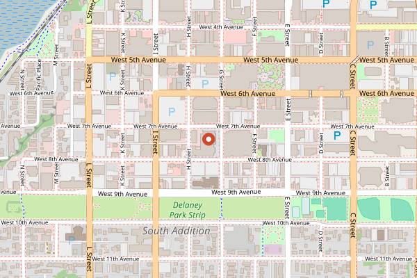 Map showing Kaladi Brothers Coffee G Street in Anchorage