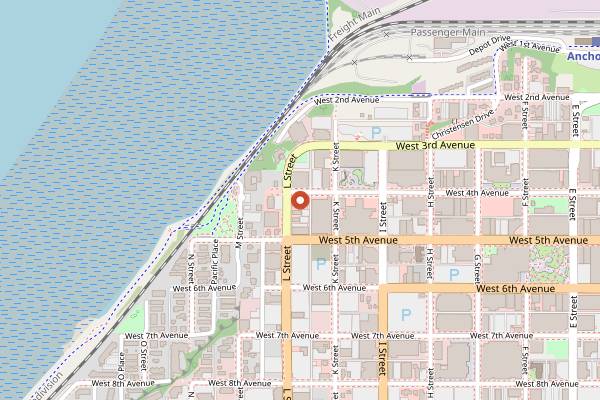 Map showing Snow City Cafe in Anchorage