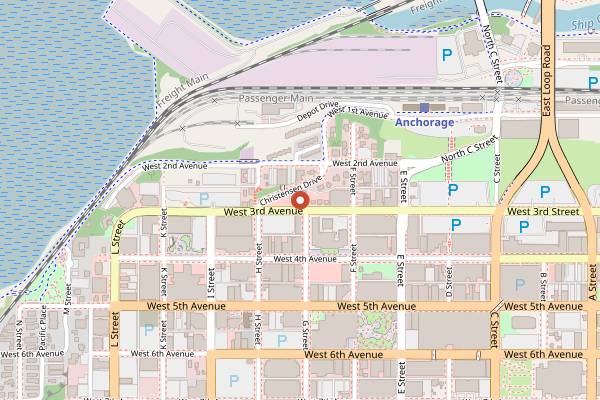 Map showing 49th State Brewing in Anchorage