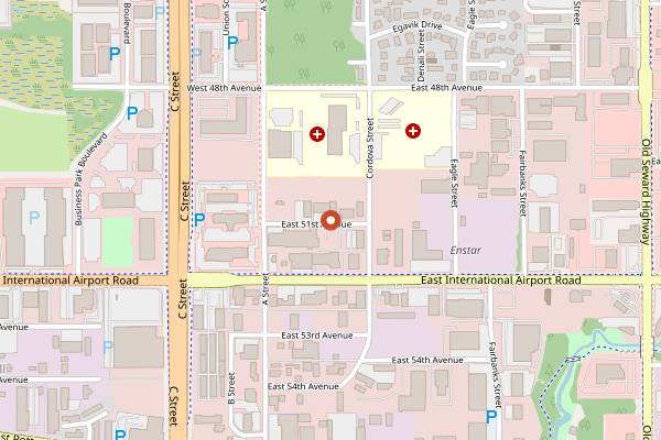 Map showing Cafe Del Mundo in Anchorage