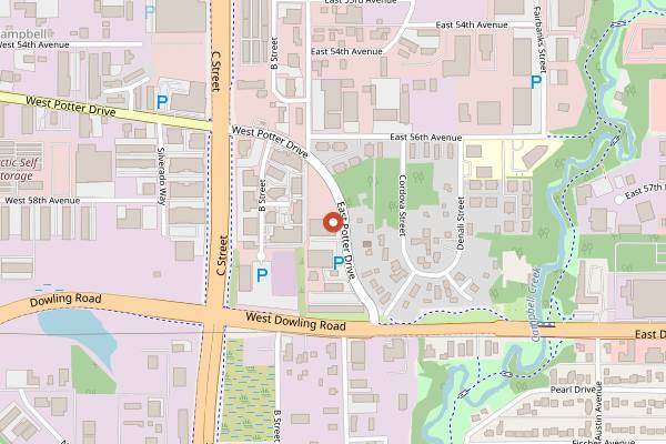 Map showing Cynosure Brewing in Anchorage